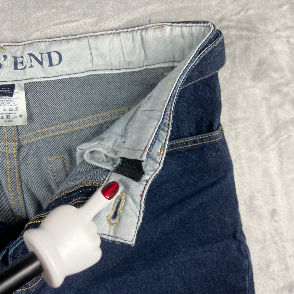 Lands End Womens Tall 10T High Rise Straight Leg Jeans Dark Wash Mom Jeans - Picture 10 of 11